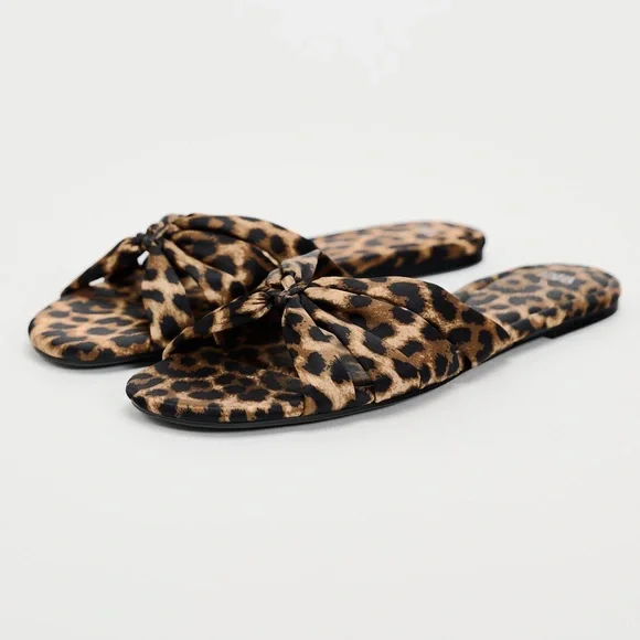 ZARA ANIMAL PRINT KNOTTED SANDALS